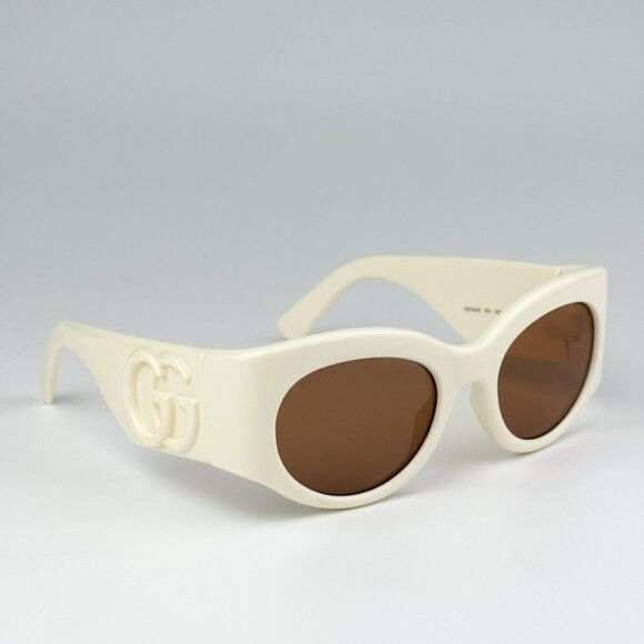 NEW Gucci GG1544S 004 Ivory Brown Unisex Oval Sunglasses GG 1544S - Picture 6 of 10